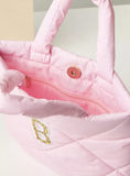 Barbie pink quilted handbag with Top Handle and Zip Closure