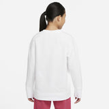 Nike Girls Solid White Logo Embroidered Sweatshirt (Winter)