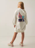 Juniors solid white long fleece lined dress (winter)