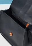 Mistotes Solid black Crossbody Bag with Adjustable Strap and Flap Closure