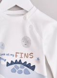 Juniors Dino Fins Printed Shirt & Pyjama Set (Set Of 2)