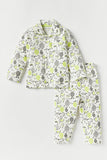Juniors all over fruit printed button down Shirt & Pyjama Set (set of 2)