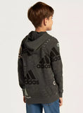 Adidas dark grey all over logo printed hoodie (winter)