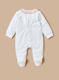 Juniors bunny & flower embroidered zipped sleepsuit