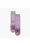 Juniors bear towel socks with anti-slip ons