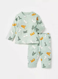 Juniors pastel alphabets printed shirt & pyjama set (set of 2)
