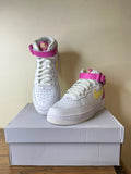 Nike Air Force solid white & pink perforated shoes (Box Packaging)