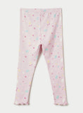 Juniors pink splash ribbed leggings