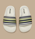 Aqua white multi stripe slides with backstrap