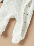 Giggles Solid White Quilted & Padded Sleepsuit (Winter)