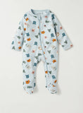 Juniors blue animal face printed zipped sleepsuit