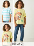 Juniors stripe & dino tshirts (set of 2) (Summer)