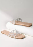 Max silver embellished transparent slide sandals