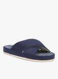 Mister Duchini Navy Striped Slides