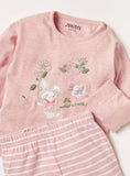 Juniors bunny & floral embroidered stripped shirt & pyjama set (set of 2)