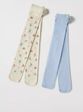 Juniors all over floral summer tights (set of 2)