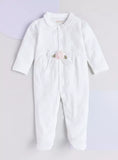 Giggles flower applique lace detailed sleepsuit