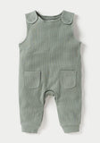 Juniors green ribbed dungaree