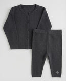 Juniors grey ribbed knitted pullover & jog set (set of 2) (winter)