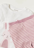 Juniors bunny & stripe printed shirt & pyjama set (set of 2)