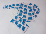 Juniors blue elephant printed shirt & pyjama set (set of 2)