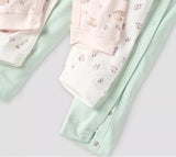 Juniors deer & flower printed openfeet sleepsuits (set of 3)