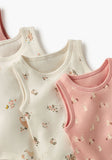 Juniors bunny & duck printed sleeveless bodysuits (pack of 6)