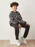 Juniors boys artistic black knitted pullover (Winter)