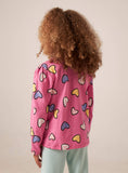 Juniors pink all over hearts printed Fullsleeves tshirt