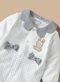 Juniors bunny & bow embroidered sleepsuit