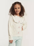 Eligo white floral frill knitted pullover (Winter)