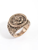 Lovisa antique gold lion signet ring (Jewellery)
