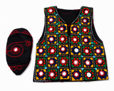 Girls embroidered waist coat with mirror embellishments(with cap)