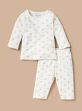 Juniors white all over trees printed shirt & pyjama set (set of 2)