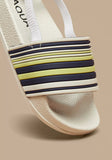 Aqua white multi stripe slides with backstrap