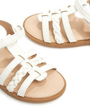 R&B white braided & strap sandals