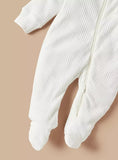 Juniors ribbed hooded white zipped sleepsuit (Winter)
