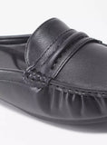 FloraBella ladies black back open leather loafers (box packaging)