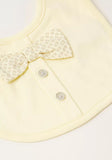 Giggles Solid Bib with Bow Detail and Press Button Closure