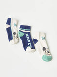 Disney Mickey Mouse Print Ankle Length Socks - Set of 3