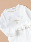 Giggles bird frill openfeet textured sleepsuit