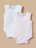 Juniors pink & white sleeveless bodysuits (set of 2)