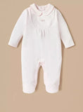 Giggles pink threaded textured bow sleepsuit