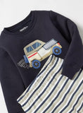 Juniors brum brum car applique shirt & Pyjama set (Thick cotton) (set of 2) (Winter)