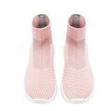 Shoexpress pink textured high slip on shoes