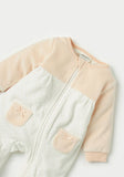 Juniors beige & white zipped sleepsuit (Winter)