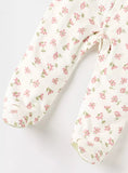 Juniors green flower printed fleece lined sleepsuit (Winter)