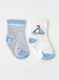 Juniors boat striped print socks (pack of 2)
