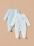 Juniors blue pastel sleepsuits (set of 2)