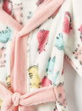 Juniors All Over Cat Print Fleece Hooded Bathrobe With Ear Applique
